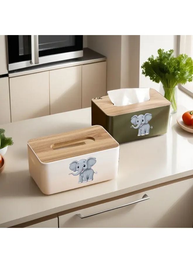 صندوق مناديل أسود مع غطاء من الخيزران بتصميم فيلمي نهائي لامع - Image 4